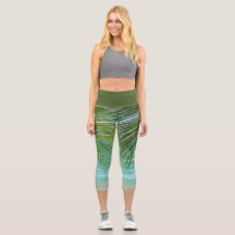 Grüne Palmenstrand Capri Leggings