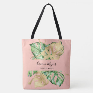 Grüne Palmwedel Pfirsich Gold Tropisch Tasche