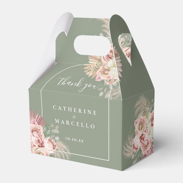 Grüne Pampas-Grasblumenhochzeit Geschenkschachtel (Vorderseite)