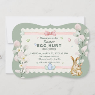 Grüne Pastel Floral Wasserfarbe Ostereier Jagd