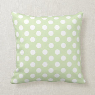 Grüne Pastel mit großen weißen Polka-Punkten Kissen