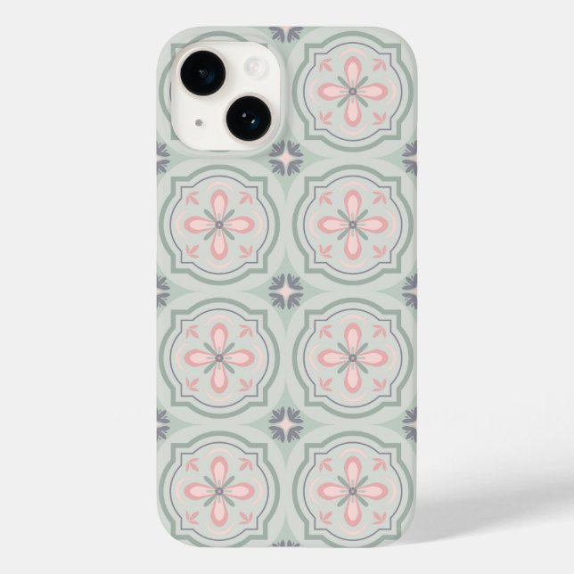 Grüne Pastell-Blumentafeln Case-Mate iPhone 14 Hülle (Rückseite)