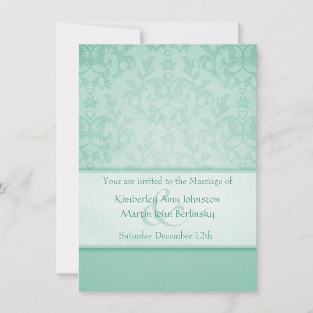 Grüne Pastelldamtel - feierliche Hochzeitseinladun Einladung (Vorderseite)