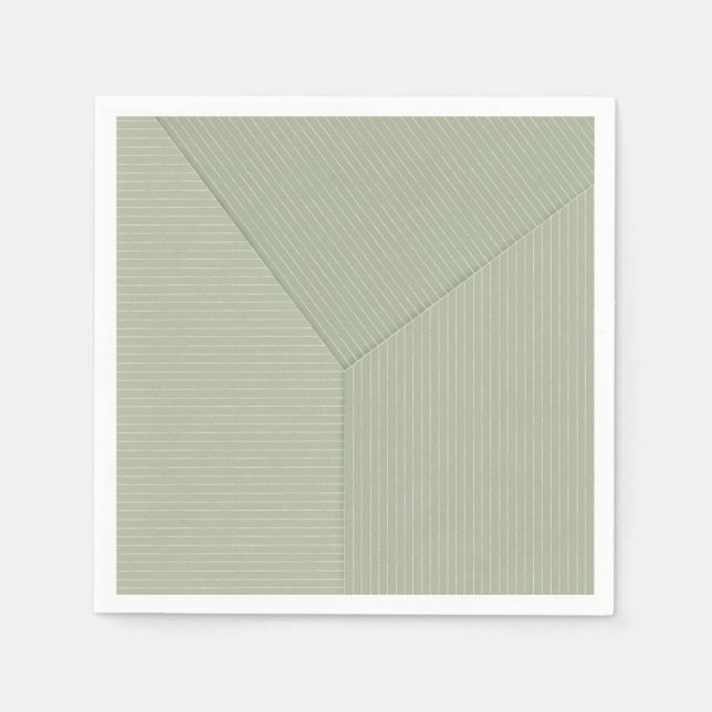 Grüne Pastelltöne, dünne Linien auf hellgrün. Serviette (Vorderseite)