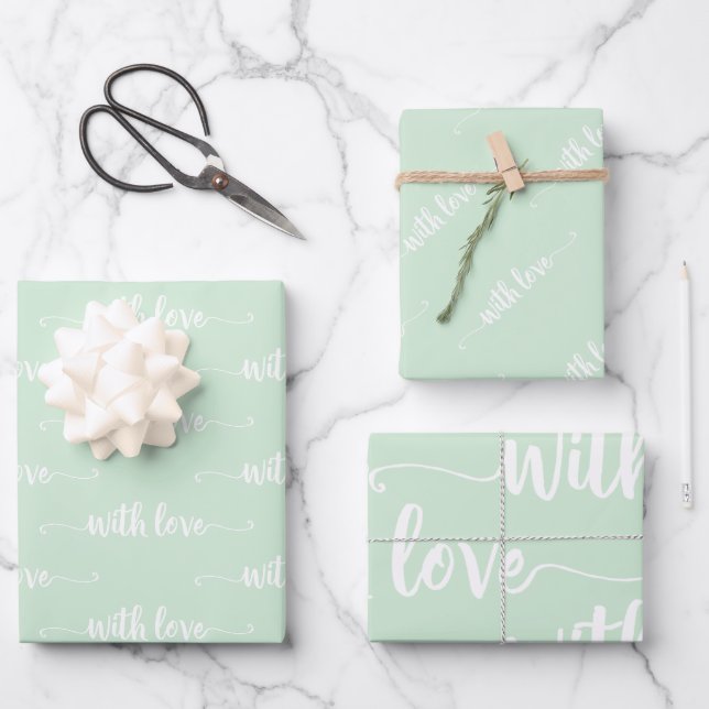 Grüne Pastete mit Liebe-Umschlagpapier Geschenkpapier Set (Vorderseite)