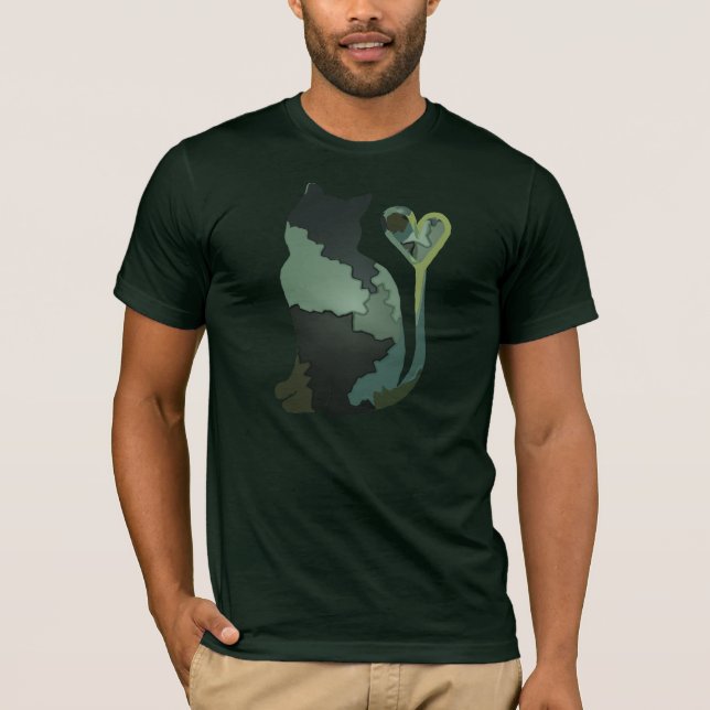 Grüne Patchwork-Camouflagekitty-Katze T-Shirt (Vorderseite)