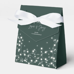Grüne Peace Love+Joy Weihnachts-Funkellichter Geschenkschachtel