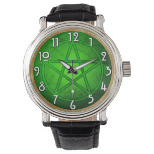 Grüne Pentagramme Armbanduhr