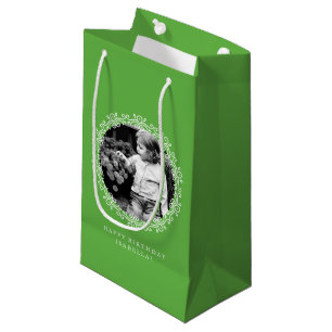 Grüne Personalisierte Extravagante Wirbel Foto Ra Kleine Geschenktüte