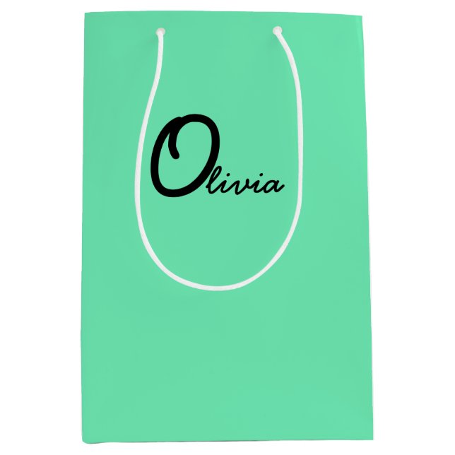 Grüne Personalisierte Gastgeschenk-Taschen Mittlere Geschenktüte (Vorderseite)