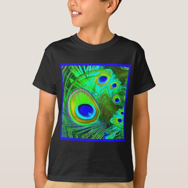 Grüne Pfau-Feder mustert Geschenke T-Shirt (Vorderseite)