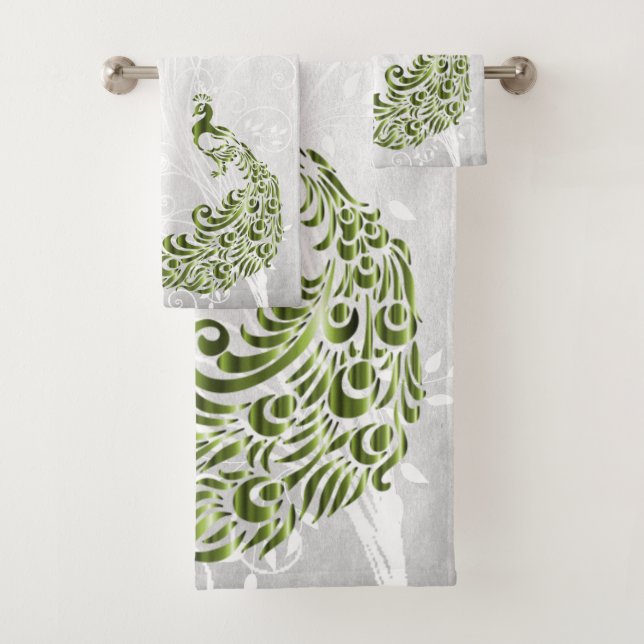 Grüne Pfau Personalisierte Badetücher Badhandtuch Set (Insitu)