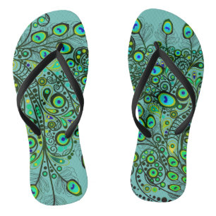 Grüne Pfauenfeder-Flip-Flops Flip Flops