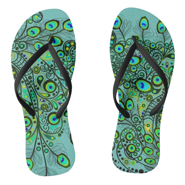 Grüne Pfauenfeder-Flip-Flops Flip Flops (Fußbett)