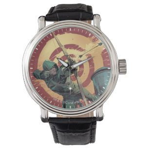 Grüne Pfeil-Feuer des Pfeil-  von der Dachspitze Armbanduhr