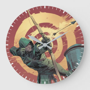 Grüne Pfeil-Feuer des Pfeil-  von der Dachspitze Große Wanduhr