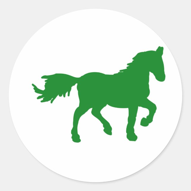 Grüne Pferdesilhouette Aufkleber (Vorderseite)