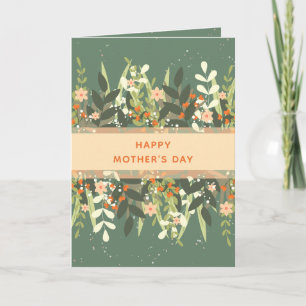 Grüne Pfirsich-Minimalist-Floralband zum Muttertag Karte