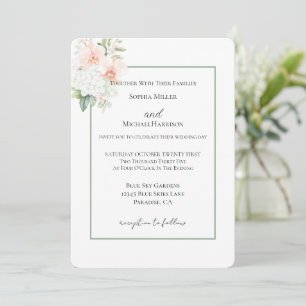 Grüne Pfirsich-Schamröte-Orchideen-Blumen-Hochzeit Einladung