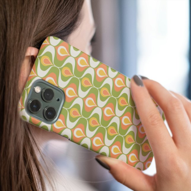 Grüne Pfirsichschmuck Ogee Mitte Jahrhundert Moder iPhone 16 Hülle (Von Creator hochgeladen)