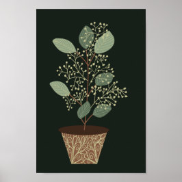 Grüne Pflanze Eukalyptus Blattsamen Terracotta Poster