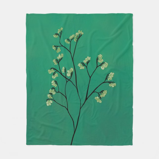Grüne Pflanze Minimalistisch Botanische Kunst Fleecedecke (Vorderseite)