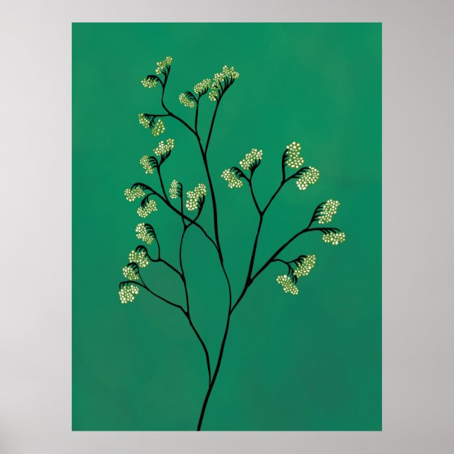 Grüne Pflanze Minimalistisch Botanische Kunst Poster (Vorne)