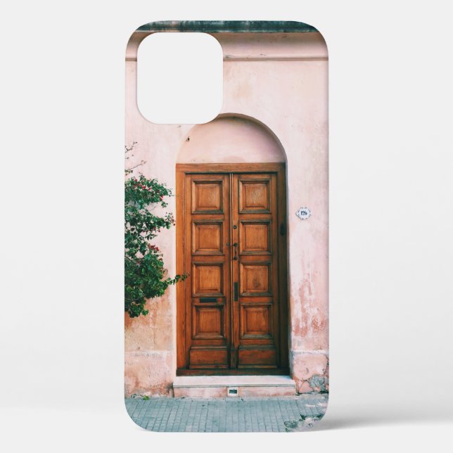 GRÜNE PFLANZE NEBEN BROWNEN HOLZTÜR Case-Mate iPhone HÜLLE (Rückseite)