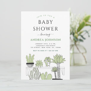 Grüne Pflanze Pflanze Lover Kinderdusche Einladung