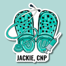 Grüne Pflegekleber und Spritzen Monogramm wasserdi Aufkleber