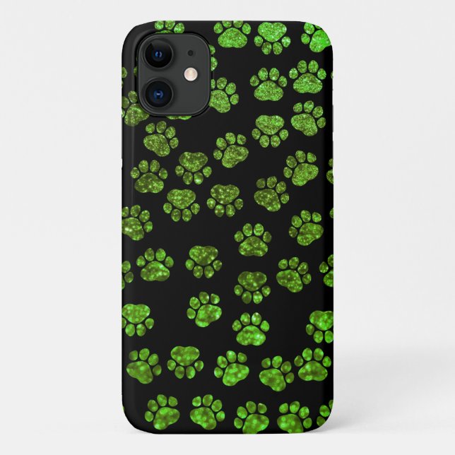 Grüne Pfoten, Glitzer Pfoten, grüner Glitzer, Hund Case-Mate iPhone Hülle (Rückseite)