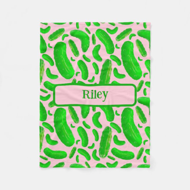 Grüne Pickeln auf weichem rosa Hintergrund Fleecedecke (Vorderseite)