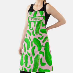 Grüne Pickles Rosa Hintergrund Schürze