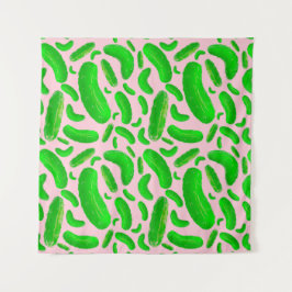 Grüne Pickles Rosa Hintergrund Wandteppich