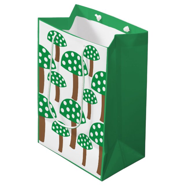 Grüne Pilze Mittlere Geschenktüte (Vorderseite Schrägansicht)