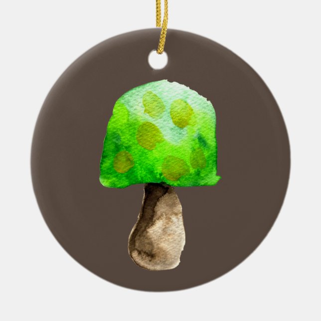 Grüne Pilzfarbe niedliche Pilze Keramik Ornament (Vorne)