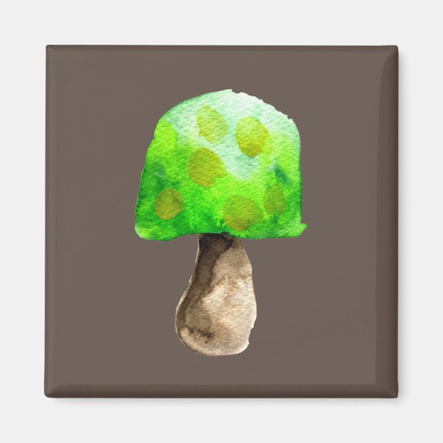 Grüne Pilzfarbe niedliche Pilze Magnet (Vorne)