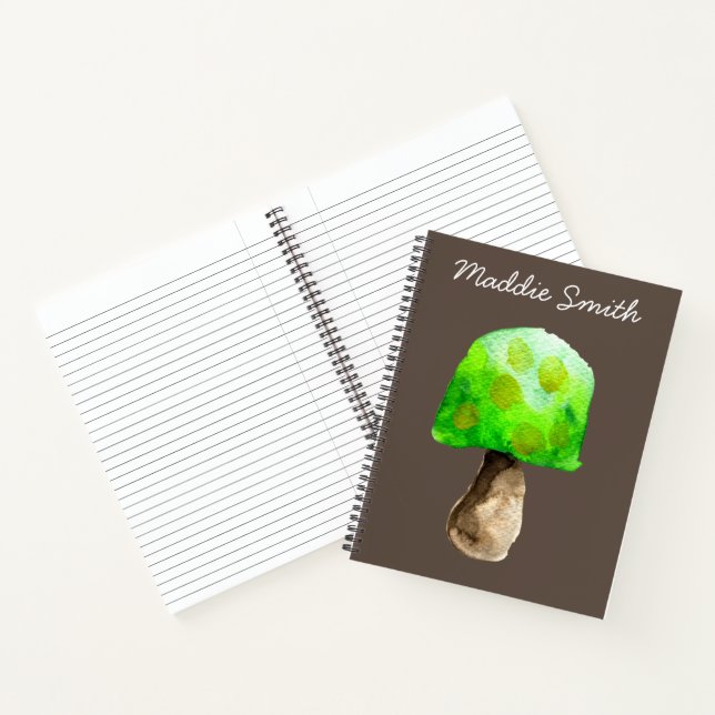Grüne Pilzfarbe niedliche Pilze Notizbuch (Innenseite)