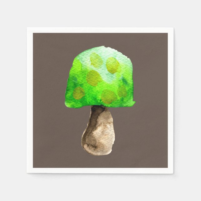 Grüne Pilzfarbe niedliche Pilze Serviette (Vorderseite)