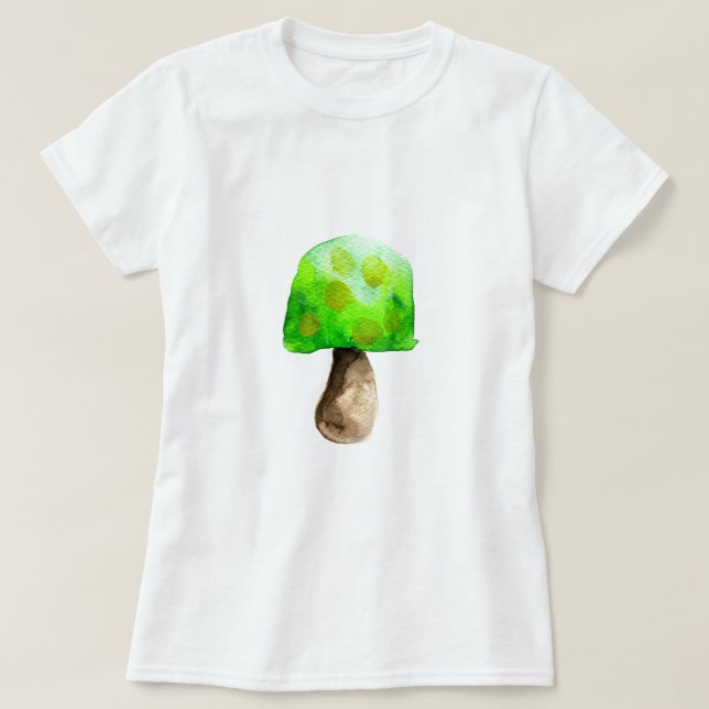 Grüne Pilzfarbe niedliche Pilze T-Shirt (Design vorne)