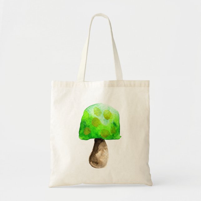 Grüne Pilzfarbe niedliche Pilze Tragetasche (Vorne)