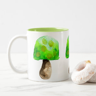 Grüne Pilzfarbe niedliche Pilze Zweifarbige Tasse