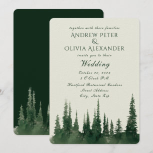 Grüne Pine Tree Evergreen Forest Wedding Einladung