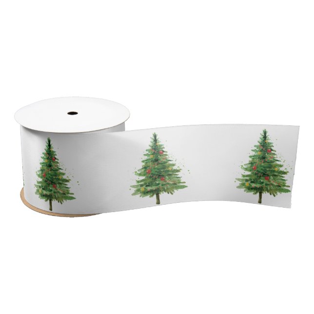 Grüne Pine Tree Weihnachtsbälle Satinband (Spule)
