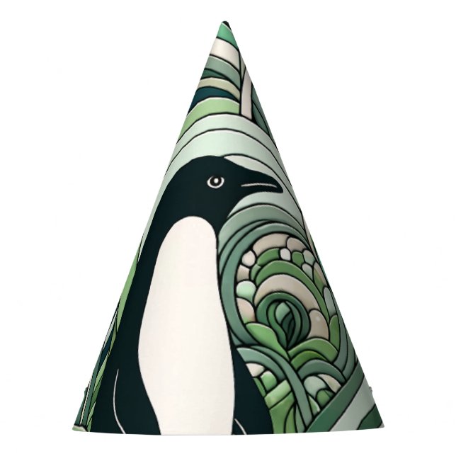 Grüne Pinguine im Grünen im Schatten der Kunst Partyhütchen (Vorderseite)