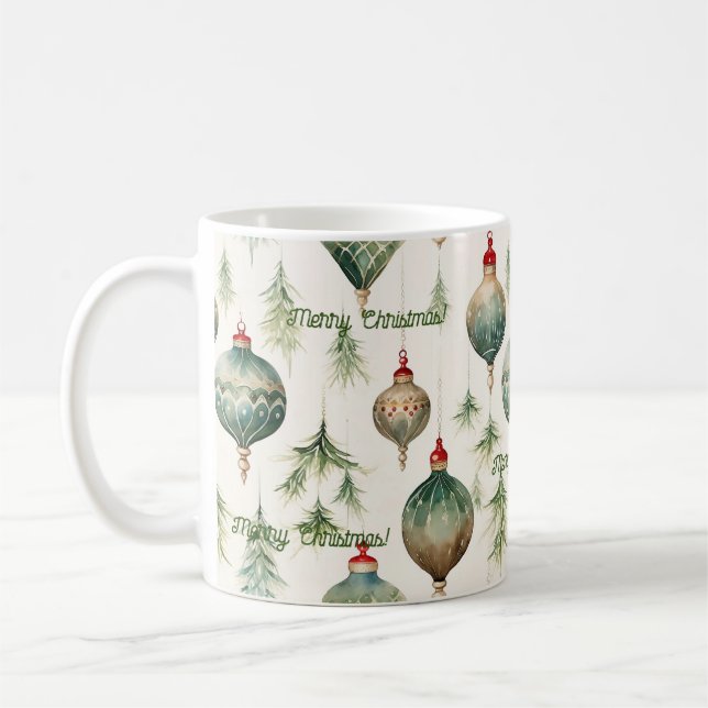 Grüne Pinienbäume und Ornamente Tasse (Links)