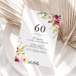 Grüne Pink Blush Blues 60. Geburtstagsparty Einladung<br><div class="desc">Diese grün rosa blütenfarbene 60. Geburtstagsfeier lädt zu einer einfachen Geburtstagsfeier ein. Das Design ist handbemalt illustrierte,  schöne rosa,  rot-gelbe und grüne Peonies.</div>