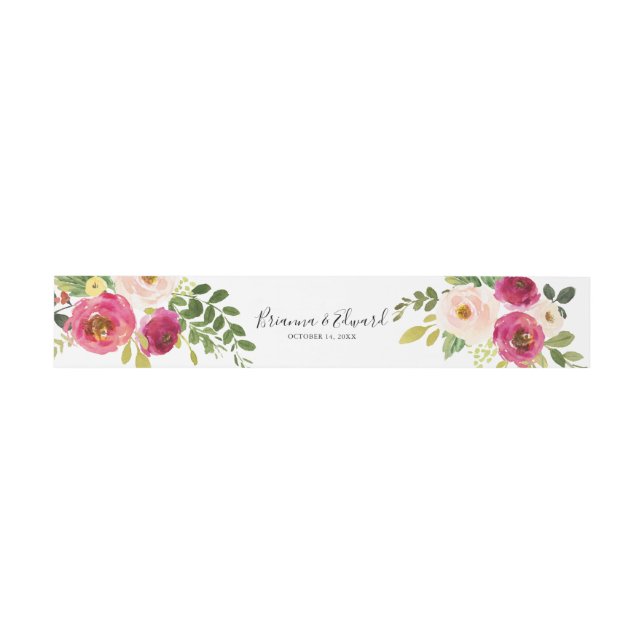 Grüne Pink Blush Blues Hochzeit Einladung Einladungsbanderole (Flach)