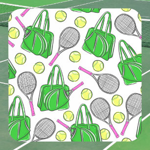 Grüne Pink Tennis Racquet Beutel Beutel Preppy Getränkeuntersetzer