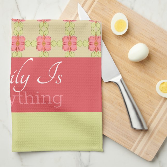 Grüne Pinks und Beige Geschirrtuch (Viertel Falte)